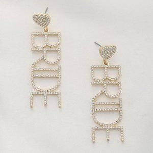 NWT Bride Rhinestone Dangle Earrings Bachelorette  Party